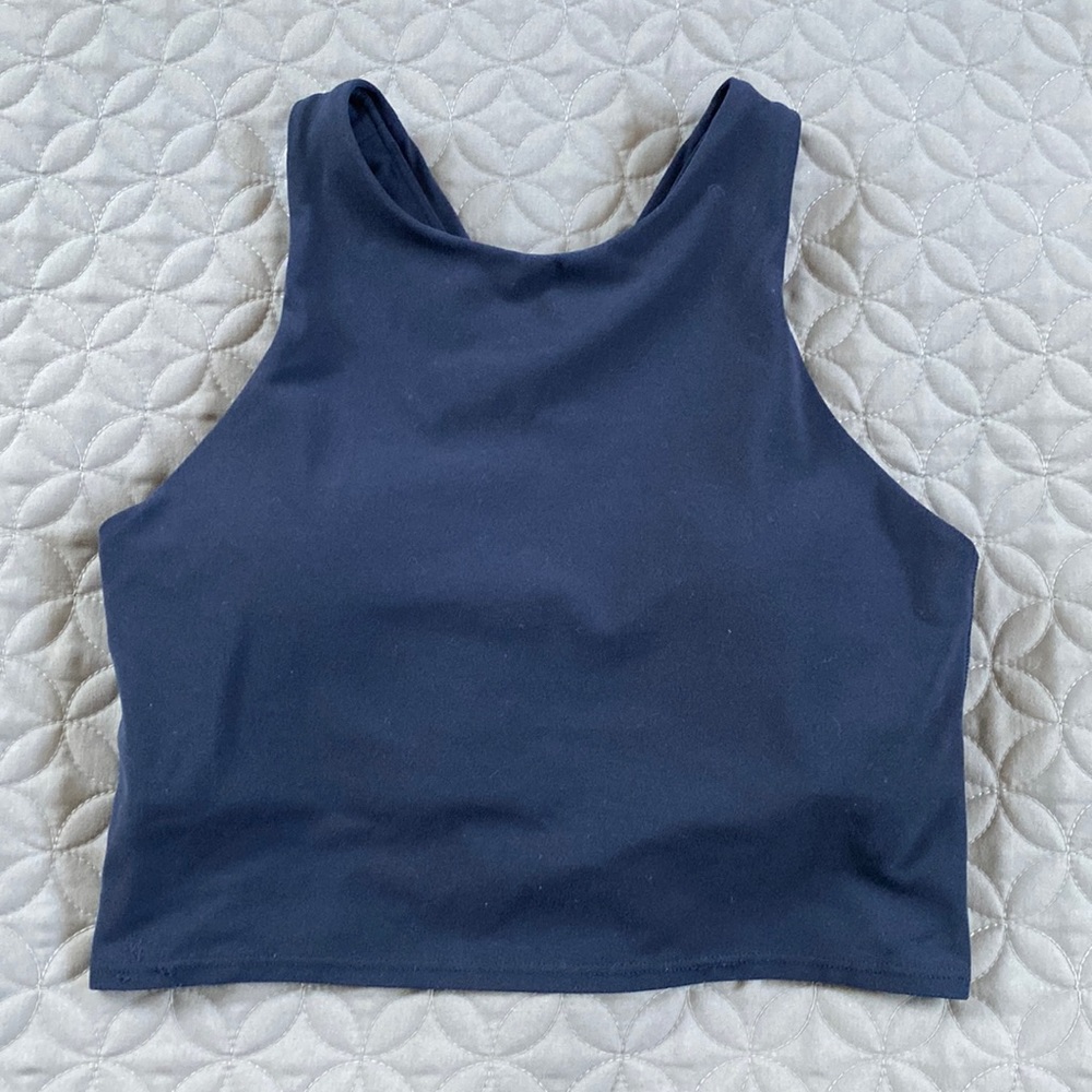 Navy blue Athleta conscious crop sports bra